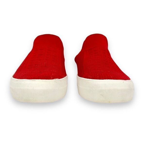 Steve Madden Daray Red Knit Mesh Stretch White Platform Slip On Sneaker Size 6.5 - Picture 3 of 10